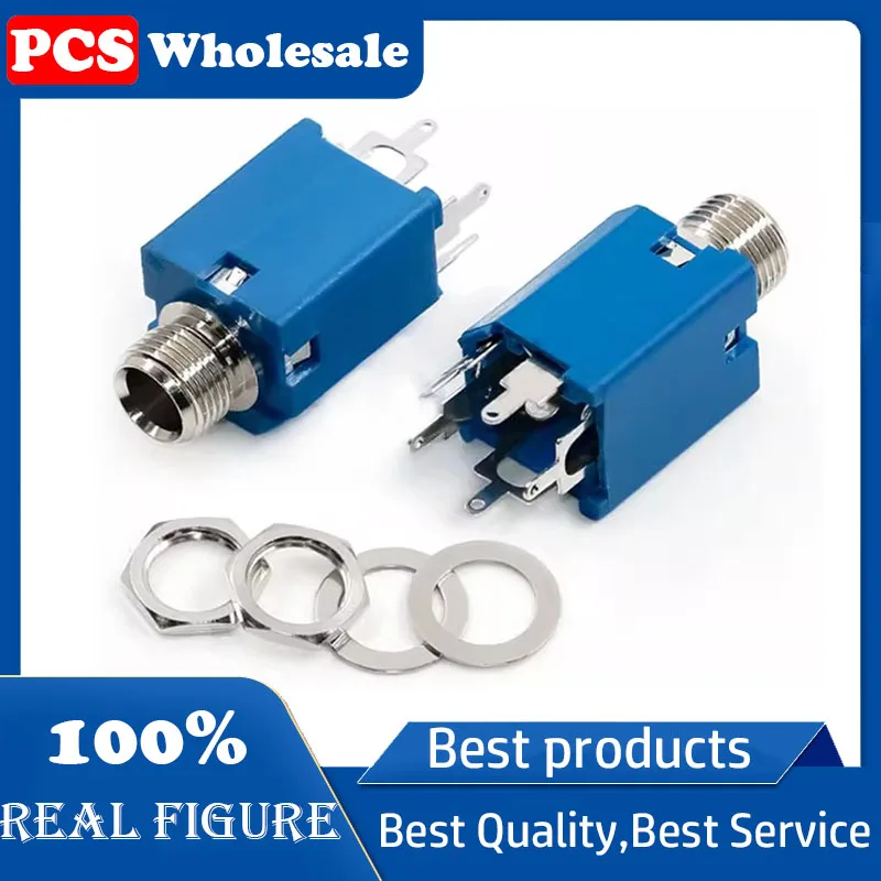 6.35MM headphone jack, 6.35-330 audio and video vertical socket, 5-pin blue