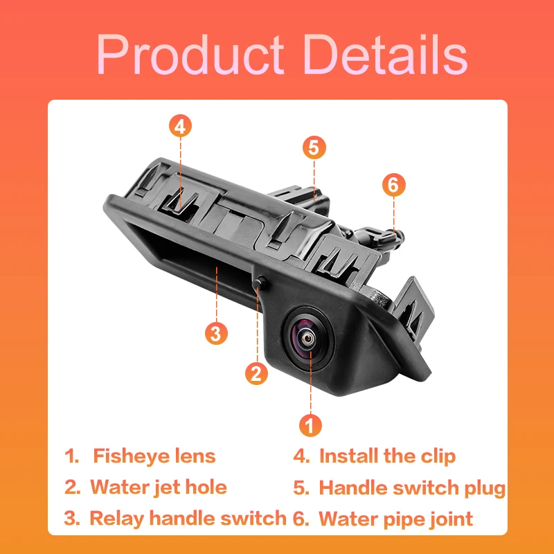 AHD1080P Vehicle Water Spray Rear View Camera For Audi Q2 Q2L Q3 A5 A5L A6 A6L VW Polo Passat EOS Porsche Cayenne Skoda Kodiak