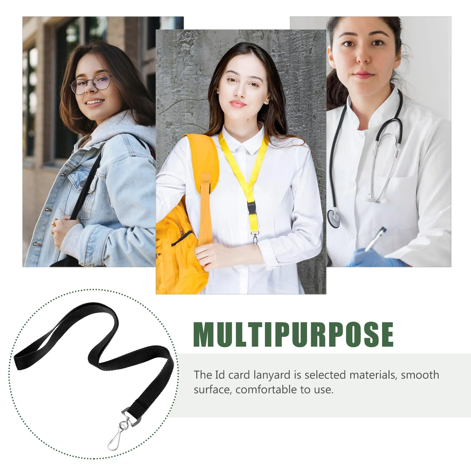 Classic Polyester Lanyard Neck Multi-Function Badge Card Holder Convenient Office Id Card Hanging Rope Lanyard Neck