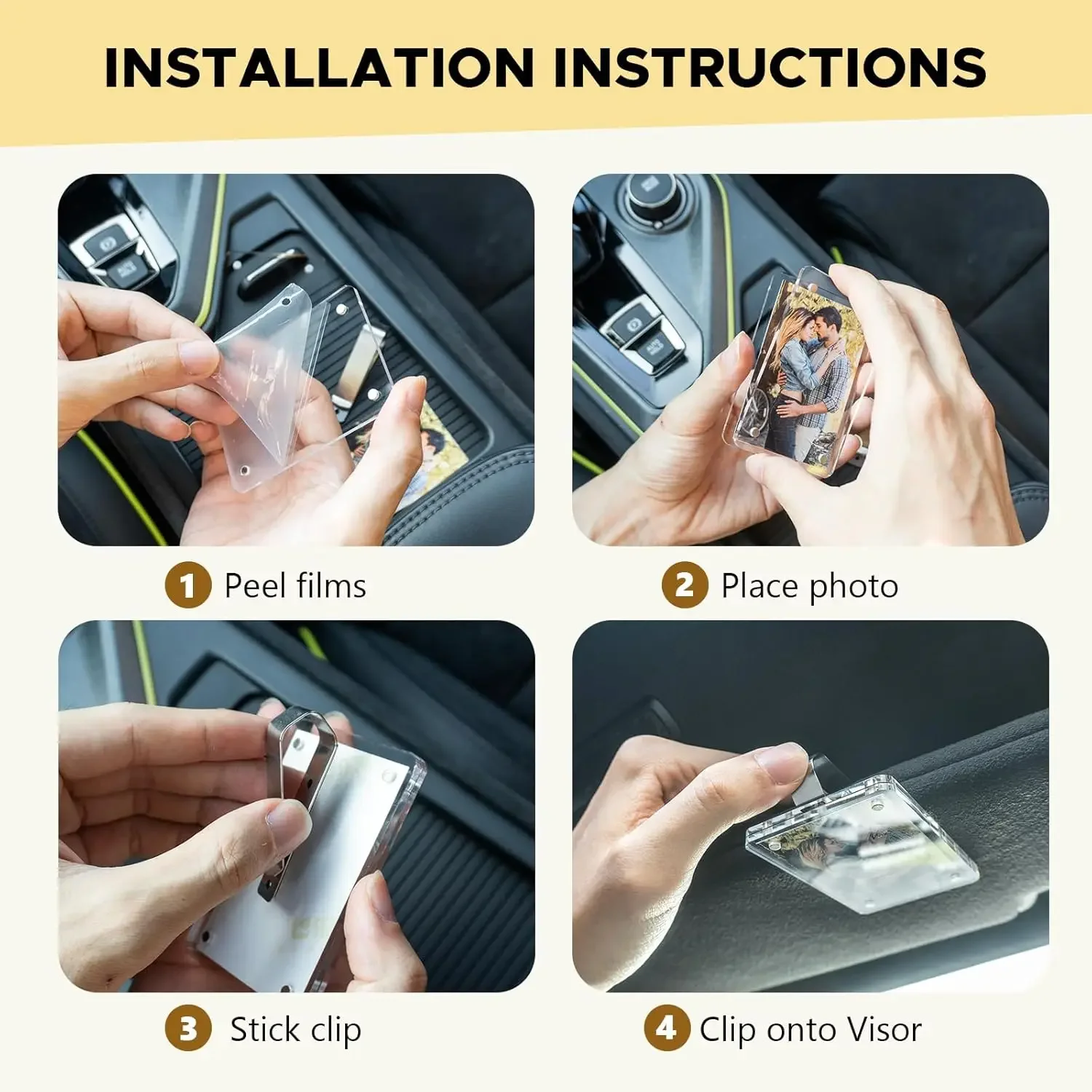 Auto-Sonnenblenden-Fotoclip Personalisierte Innendekoration für Auto Geschenk für Freund Paar Sicherheitsfahrten-Andenken Sonnenblenden-Organizer – Detail 1