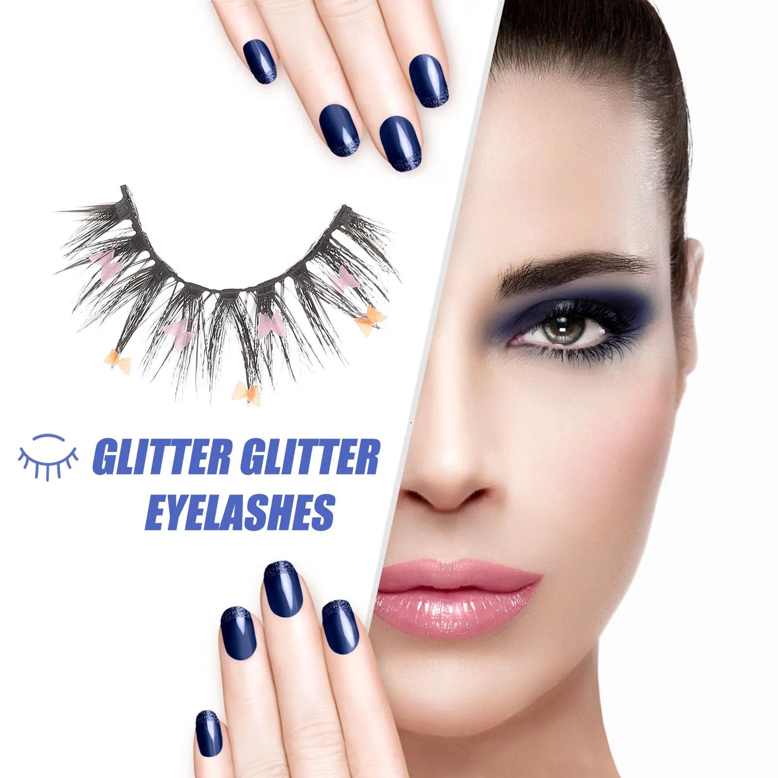 4 paia di estensioni delle ciglia con paillettes glitterate, affascinanti, belle ciglia colorate realizzate, attraente trucco per gli occhi, ciglia colorate