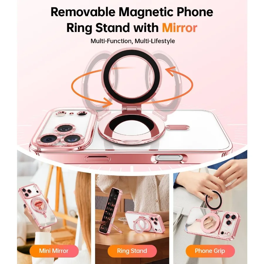 아이폰 17 프로용 디자인된 자석 케이스 탈부착 가능한 폰 링 스탠드 포함 핸즈프리 뷰잉 및 영상 통화 가능