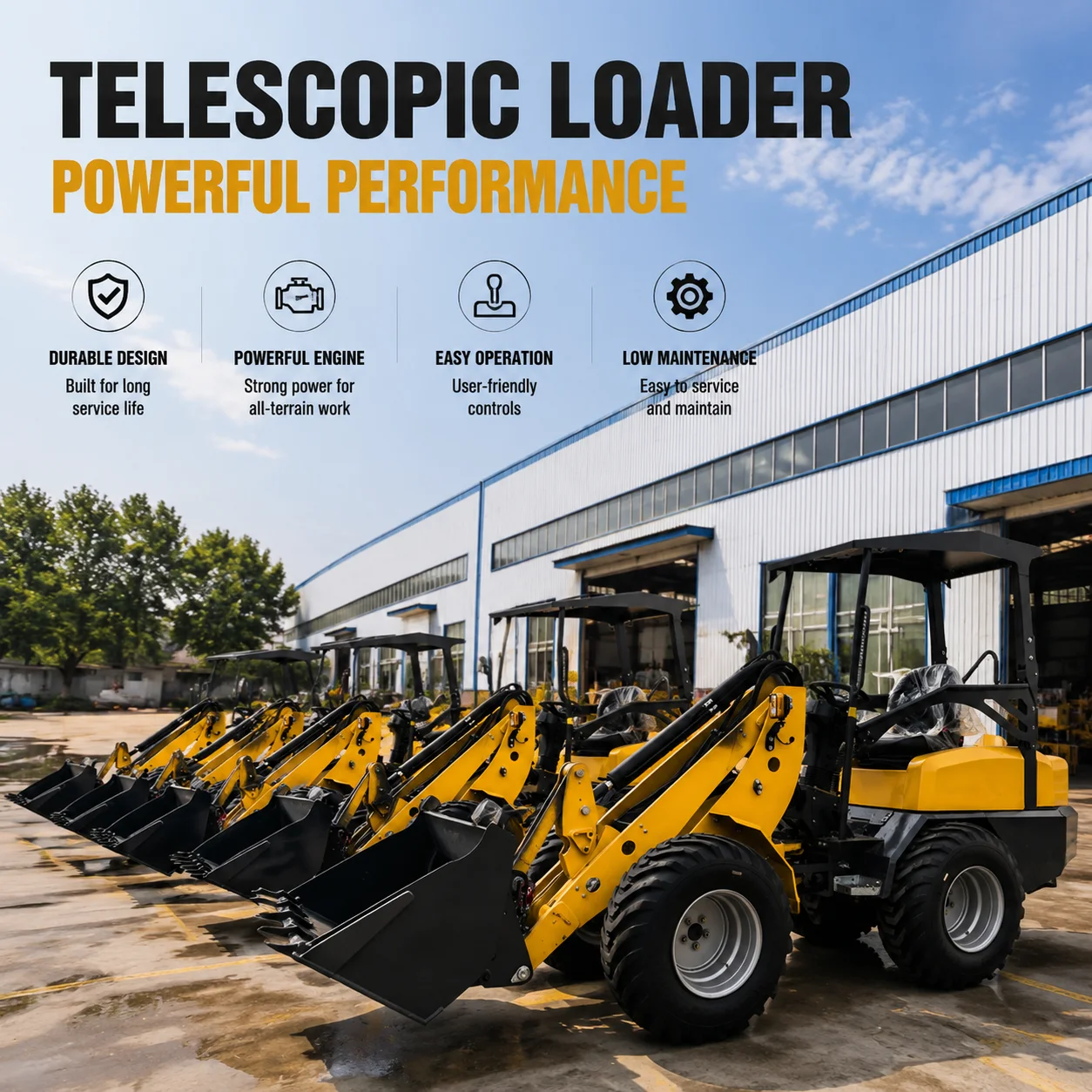 Telescopic Wheel Loader Mini Compact Hydraulic Loader for Agriculture Warehouse Construction Use