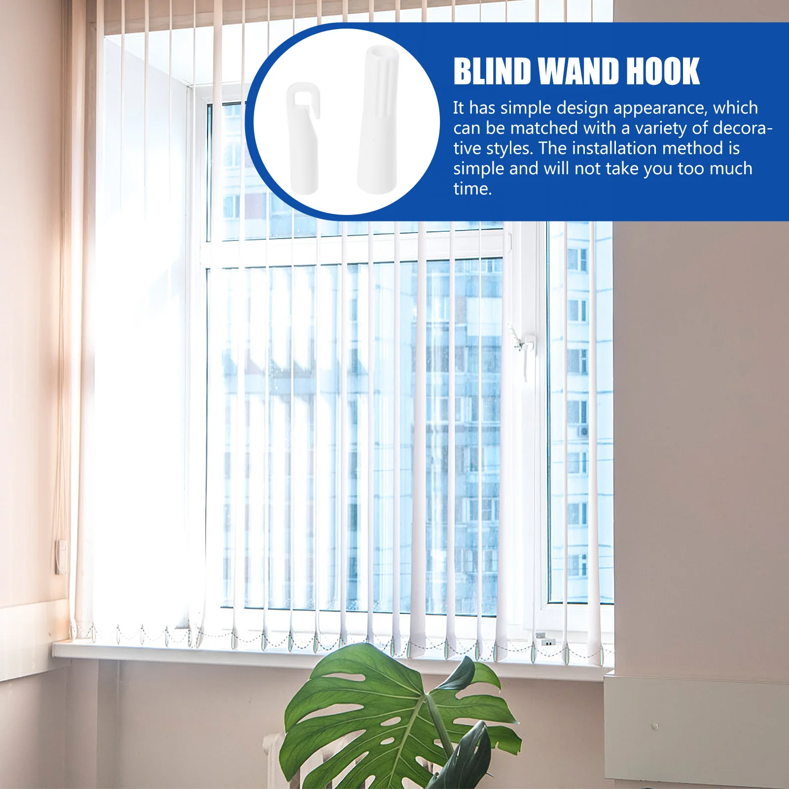 

1Set Window Blind Accessories Tilt Wand Tip Cap Hook Strong Lightweight Replacement for Vertical Rod Decorative Styles