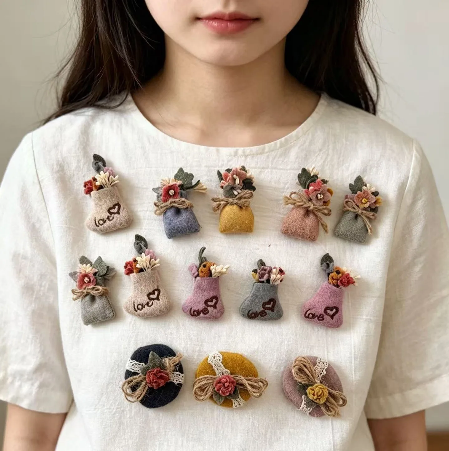 Flower Brooch Vintage Forest Style Lace Woolen Fabric Japanese Style Versatile Pin for Women Sweaters Coats Daily Wear