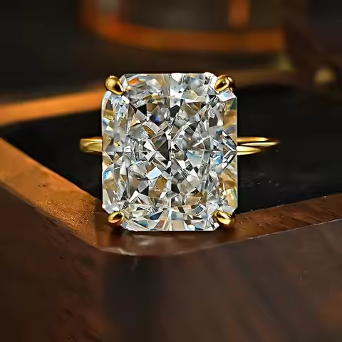 Ring 925 Silver Sparkling 12ct Redion Crushed Ice Cutting Cultivate High Carbon Diamond Simple Style European and American