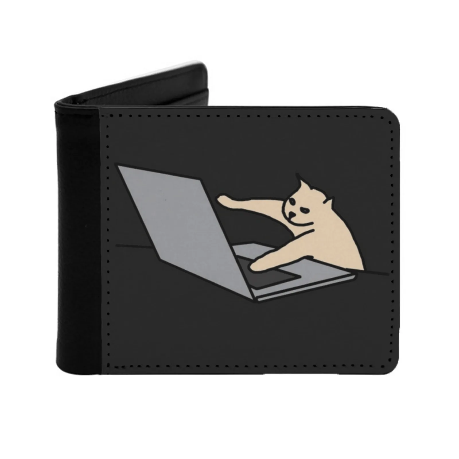 Poorly Drawn Cat Personalized Wallet For Men And Women Pu Leather Short Pocket Purse Cat Funny Meme Animals Pets Kitten Kitty