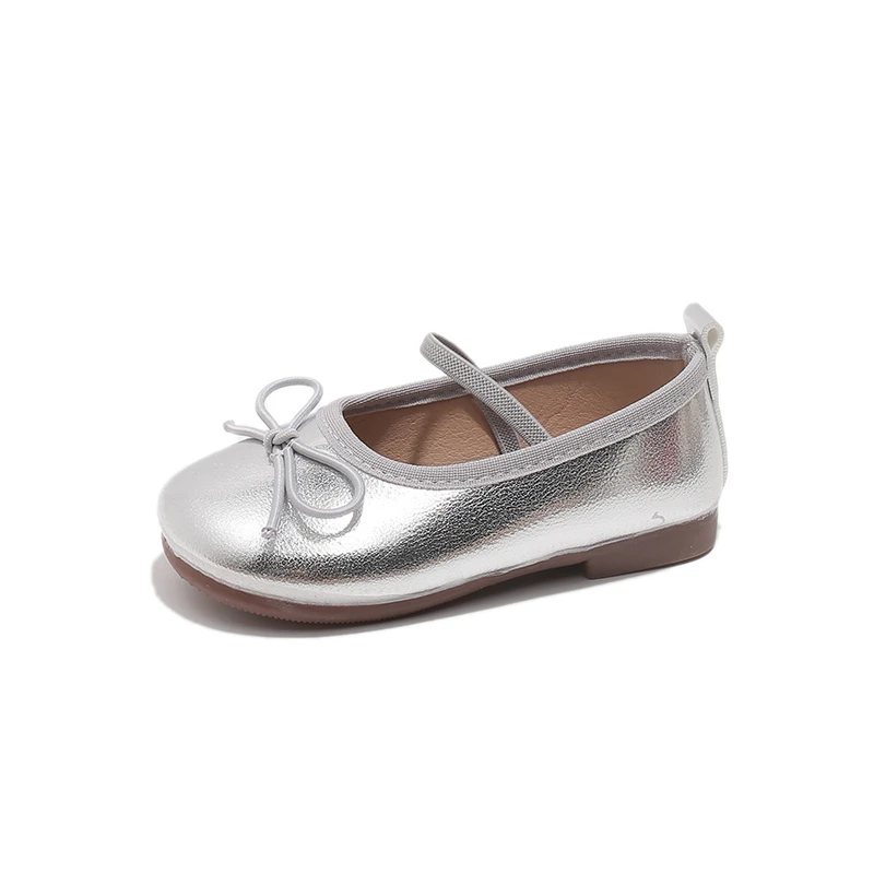 Girls Bowknot Ballet Flats 2026 New Kids Princess Slip On Loafers Lightweight Soft Sole Non-slip Casual Shoes Size 23-35