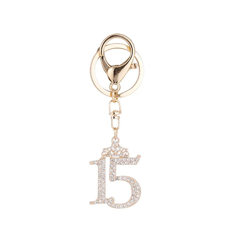 15th Anniversary Keychain 15th Birthday Key Ring Queen\'s Crown Pendant Concert Souvenir Gift