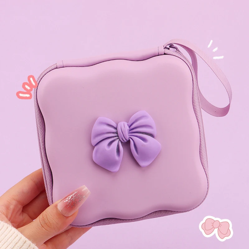 Korea Cute 3D Bow Wave Gradual Change + EVA Storage Bag Set Charger Cover For IPhone 11 12 13 14 18/20W Charge Correa Protection