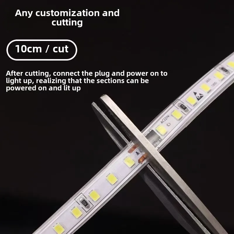 Ultra-thin Waterproof Led Strip Light 10cm Cut 220V 120LEDs/m Self-adhesive Linear Lighting Flexible LED Ribbon Cool&Warml White