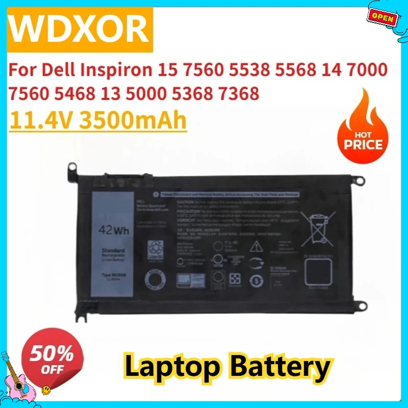 

New Replacement Laptop Battery WDXOR For Dell Inspiron 15 7560 5538 5567 5568 14 7000 7560 7460 5468 13 5000 5368 5378 7368 7378