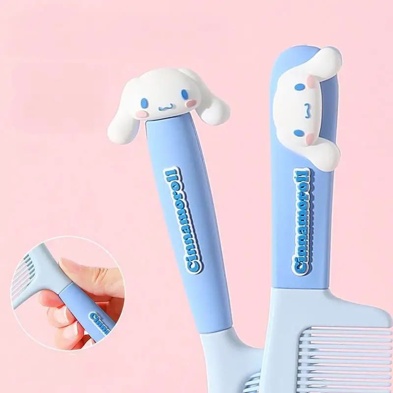 Sanrios Hellokittys Kids Silicone Comb My Melody Cinnamoroll Kuromi Cartoon Long Handled Comb Anime Makeup Comb Cute Girl Gift