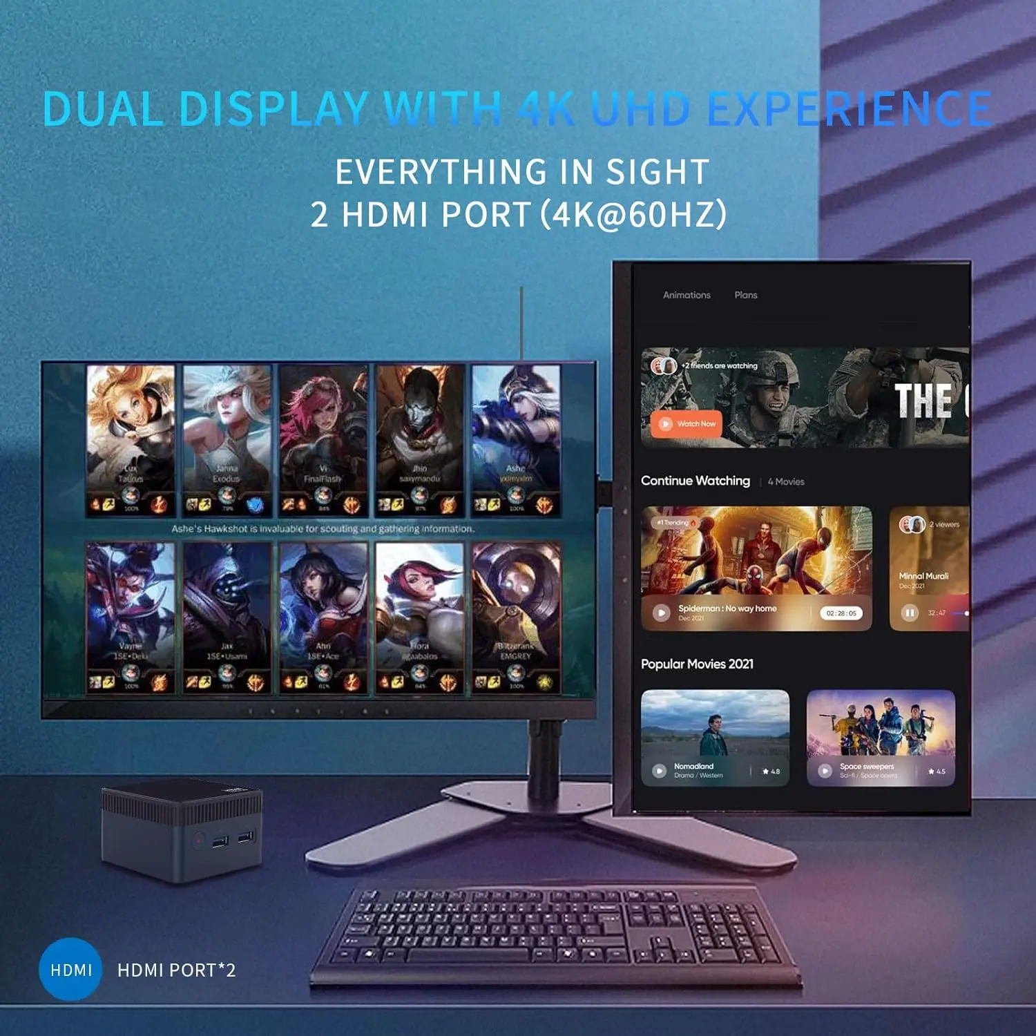 EGLOBAL Mini PC Intel Serie N N100 Windows 11 Doppio display 4K Mini PC DDR4 12 GB RAM 128 GB M.2 SSD WiFi5 Computer desktop Lavoro