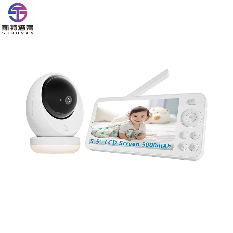

Baby with 2K HD Resolution Pan-Tilt-Zoom Video Baby Camera 5.5" LCD Screen & App Control 5000mAh Battery