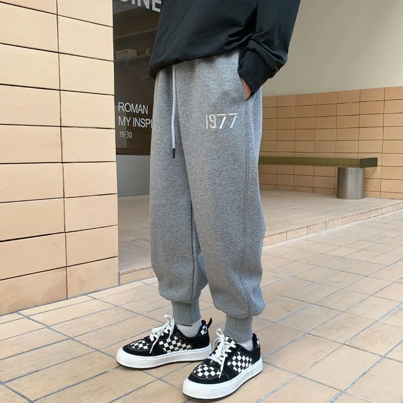 

【Горячая распродажа】Флисовые спортивные штаны для мальчиков для малышей и мальчиков, осенняя цельная флисовая верхняя одежда, модные спортивные штаны в корейском стиле