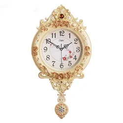 European Style Wall Clock Swing Clock Creative Mute Living Room Home Clock Fashion Bedroom Wall Watch Quartz Clock Wall Clock