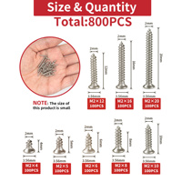 800pcs M2 Self Tapping Screw Assortment Kit Tapping Screw Assortment Kit Lock Nut Wood Thread Nail Screw Sets Self Lock Nut Wood
