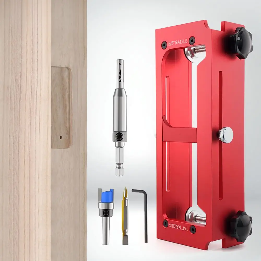 Aluminum Alloy Woodworking Hinge Locator Door Lock Hole Opening Guide Tool Precision Carpenter Drilling Jig