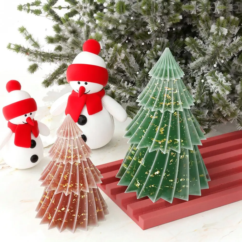 Creative Christmas Tree Silicone Mold Origami Texture Resin Casting Epoxy Plaster Ornament Making DIY Handmade Gifts