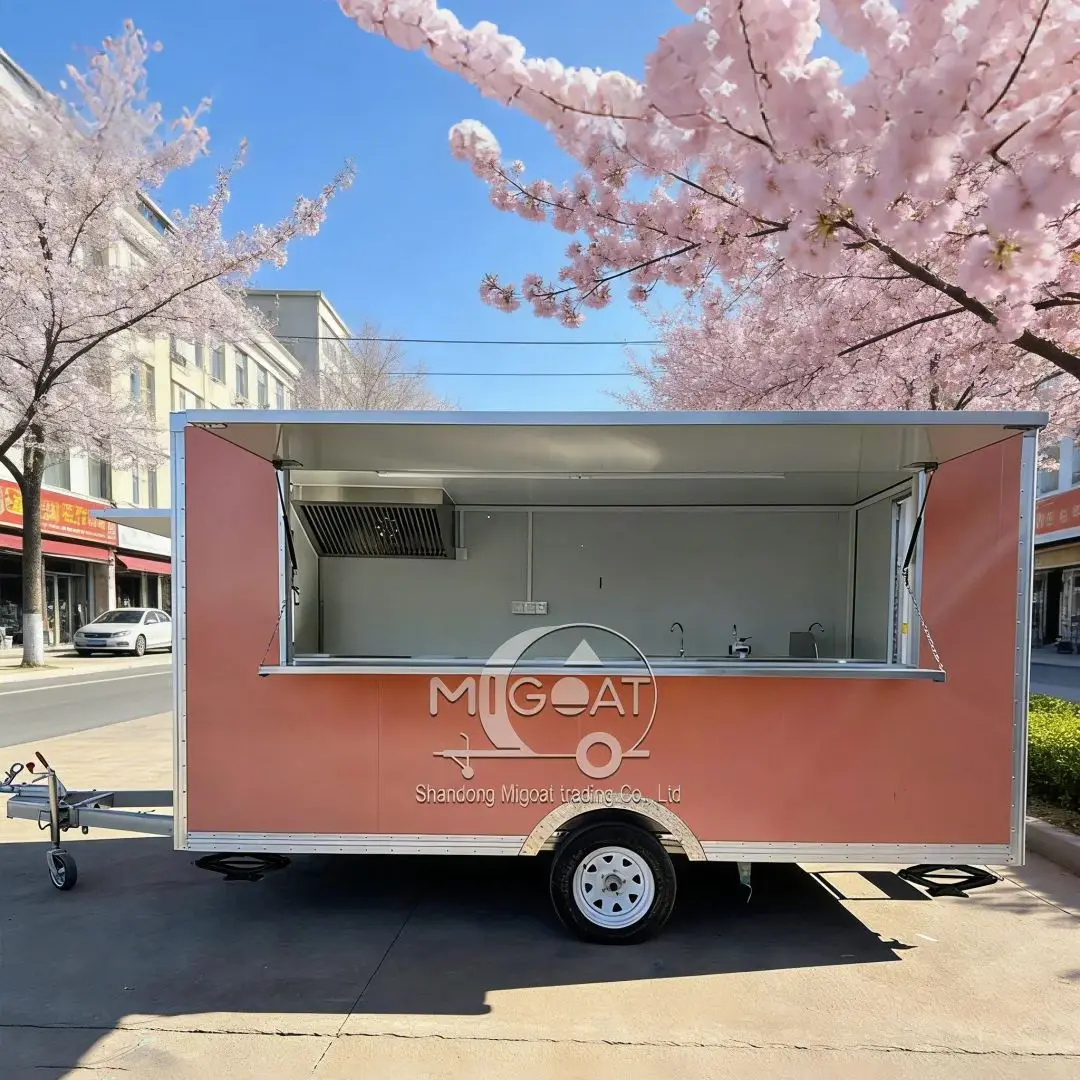 

Customized Mobile Food Trailer Outdoor Street Food Truck Serving Window Coffee Burger Ice Cream Catering Kitchen Trailer