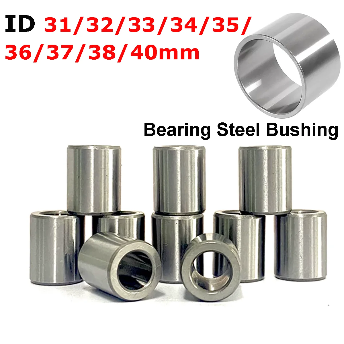 ID 31/32/33/34/35/36/37/38/40mm GCR15 Bearing Steel Bushing Round Hollow Unthreaded Stand-off Spacer Wear Resistant Guide Sleeve
