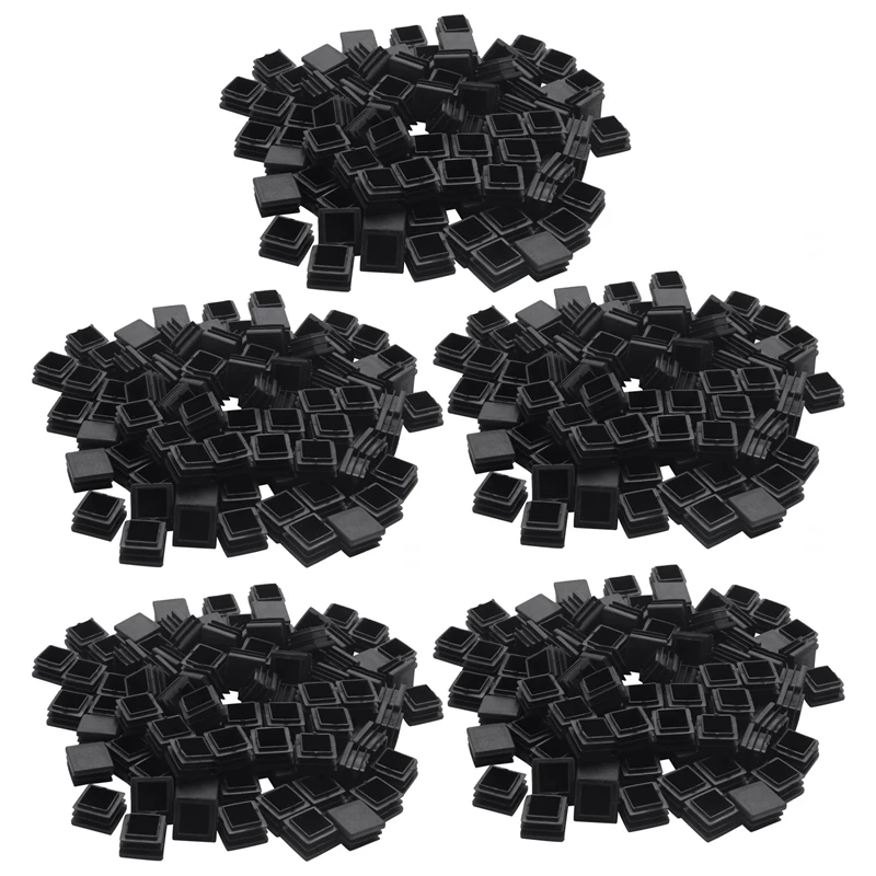 500Pcs Plastic Square Tube Inserts End Blanking Caps 20Mm X 20Mm Black