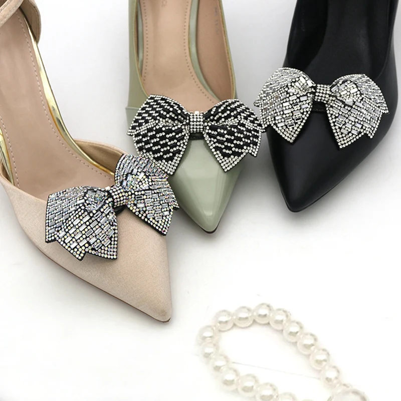 2Pcs Women  Bow Detachable Shoe Clips Removable Shoe Buckles Decorative Shoes Accessories For Wedding Party