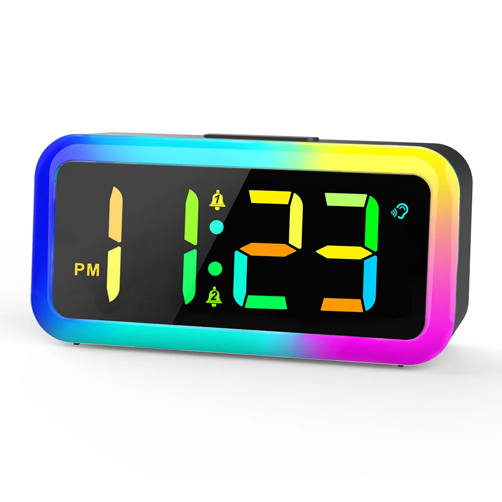 

For Bedroom For Home Use Digital Clock RGB Alarm Clock Bedroom Decor Adjustable Alarm Settings Backlight Illumination