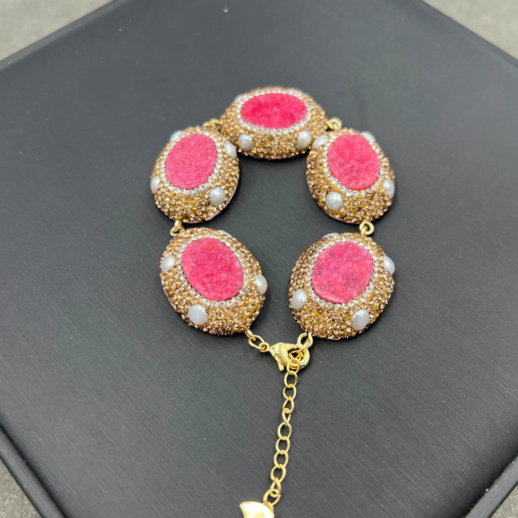 Natural Ore Crystal Teeth Set Ethnic Style Retro Personalized Banquet Drill Jewelry High-end Four Pieces Literature