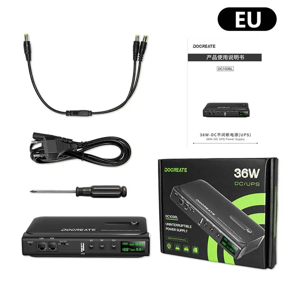 1018L 1036L Uninterruptible DC Battery Backup 5V 9V 12V 15V 24V UPS Power Supply Router Optical Modem