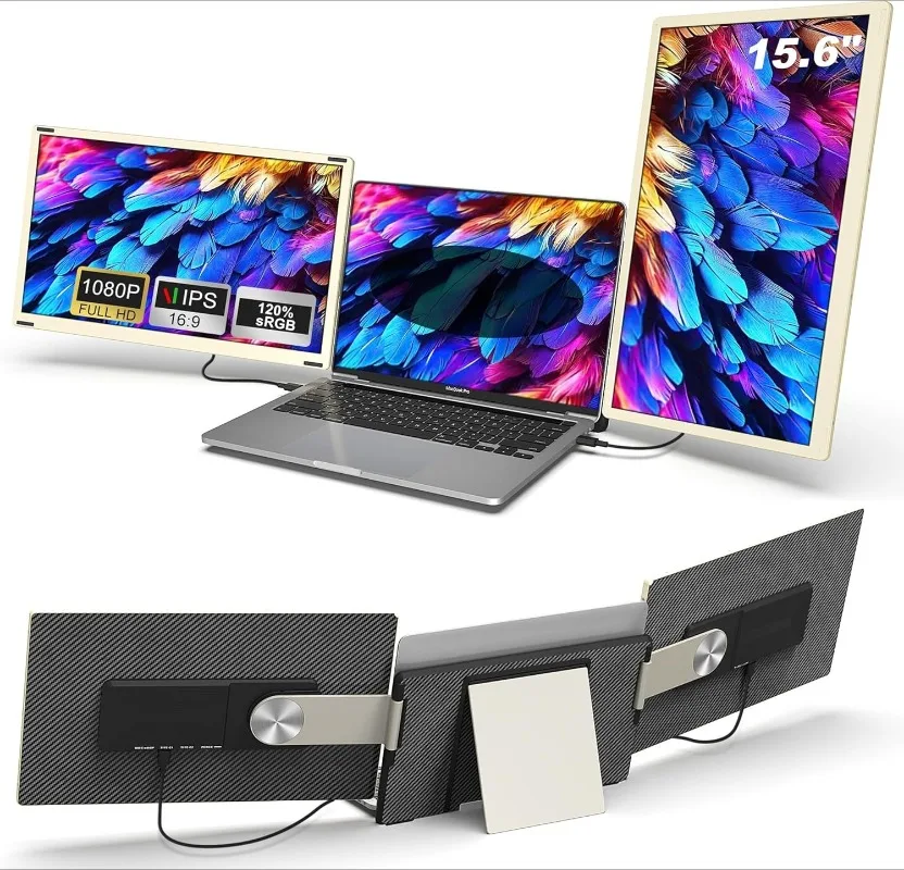 

Удлинитель экрана ноутбука, 15,6-дюймовый тройной портативный монитор FHD 1080P для ноутбука, съемный удлинитель монитора ноутбука своими руками с вращением