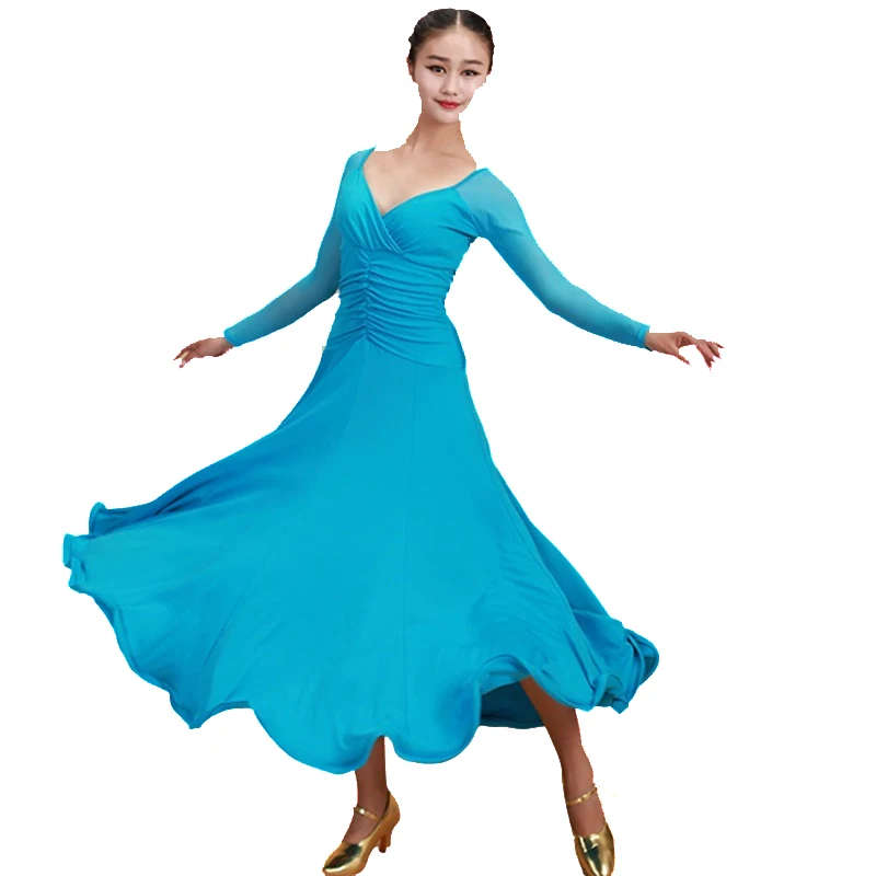 V-hals Slanke Flamenco Jurken Spaans Kleding Standaard Jurken Dance Ballroom Waltz Jurken Tango Moderne Dans Kostuums