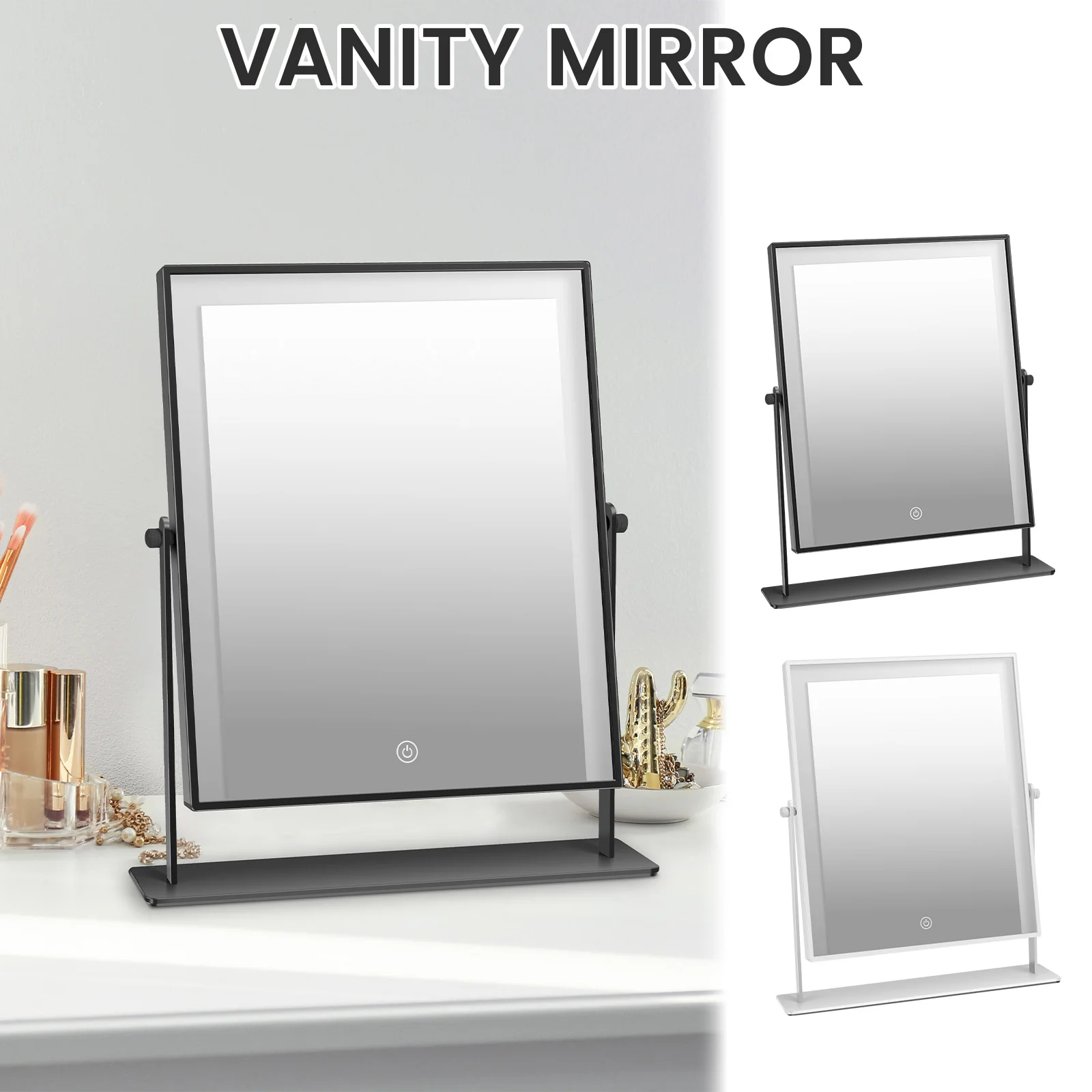 

Dressing Table Mirror Versatile Smart Desk Mirror with LED Control Rotary Makeup Mirrors Portable Design LED Makeup Mirror