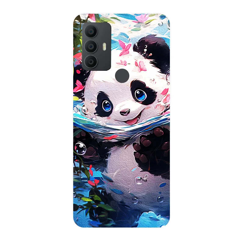 For TCL 30SE 305 306 Case Cover TCL 305 6102A Case Lovely Panda Wolf Soft Silicone Back Cover for TCL 30SE 6165A 306 Phone Case