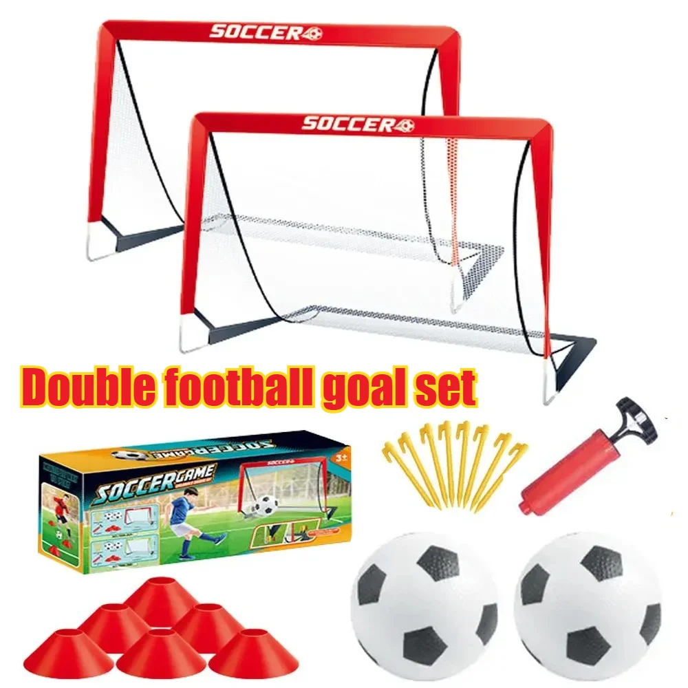2つのゴール、4フィート x 3フィートのサイズのポータブルサッカーゴール - トレーニング機器、幼児用サッカーネット（ボール付き）、子供、青少年向けの屋外ゲーム、スポーツ