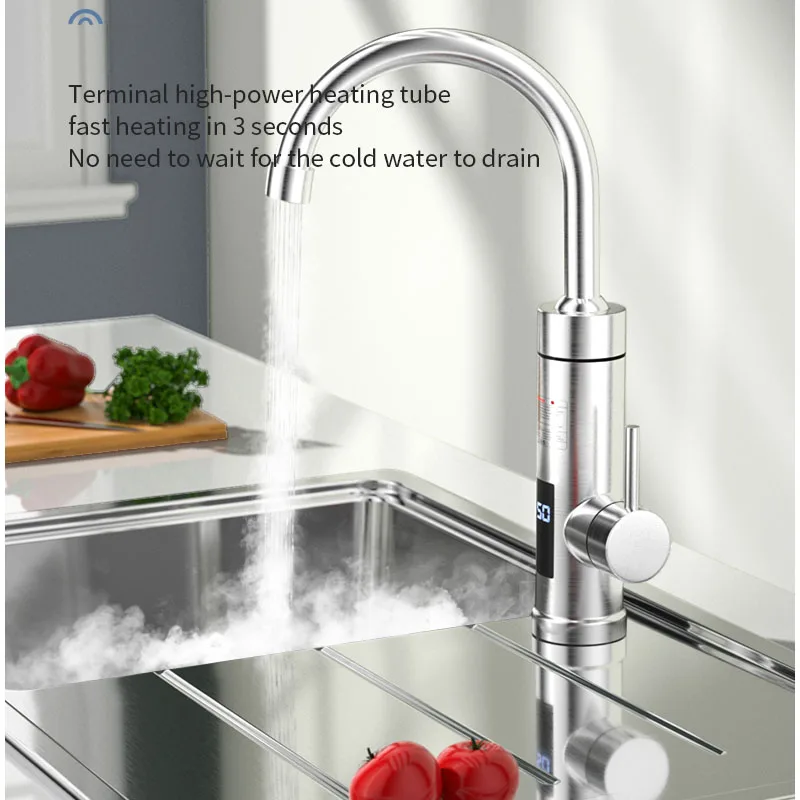 Electric Water Heater Faucet Instant Hot Water Faucet Heating Stainless Steel Kitchen Faucets Hot Cold Two Function Water Taps