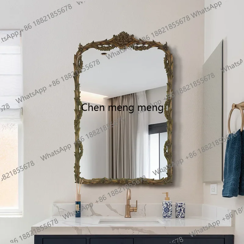 a139 Retro and old carved decorative mirror, exquisite border art, luxury, bedroom vanity mirror