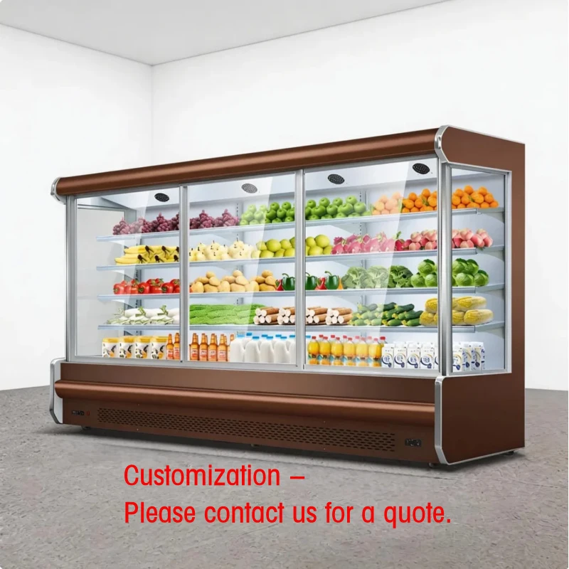 custom.Supermarket Freezer Multideck Refrigerated Open Fridge Fruits Vegetable Display Cooler Vegetable Display Chiller Cabinet