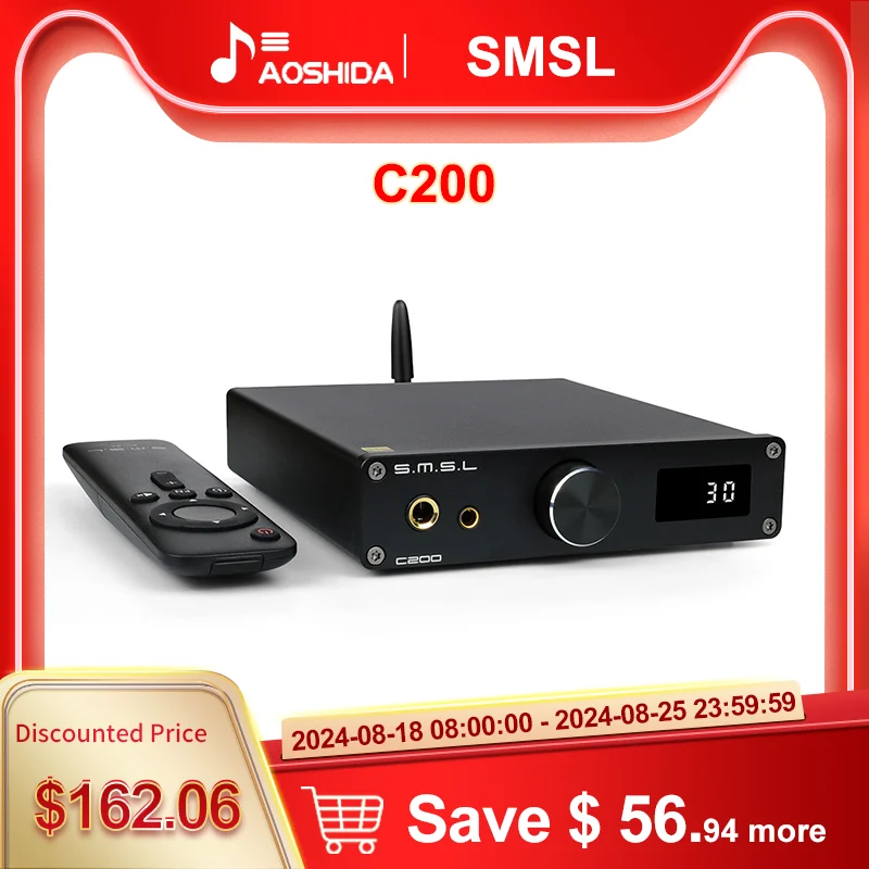 

SMSL C200 USB DAC ES9038Q2M Headphone Amp OPA1612A*4 TRS Balanced 4.4mm 6.35mm Output Bluetooth 5.1 HiFi Decoder For PS4 PS5