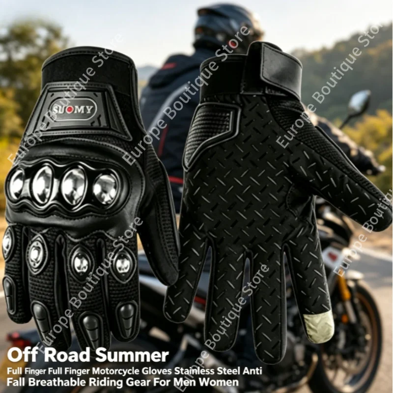 2026 NEW Men Women Off Road Summer Full Finger Motorcycle Gloves Stainless Steel Anti Fall Breathable Riding Equipment