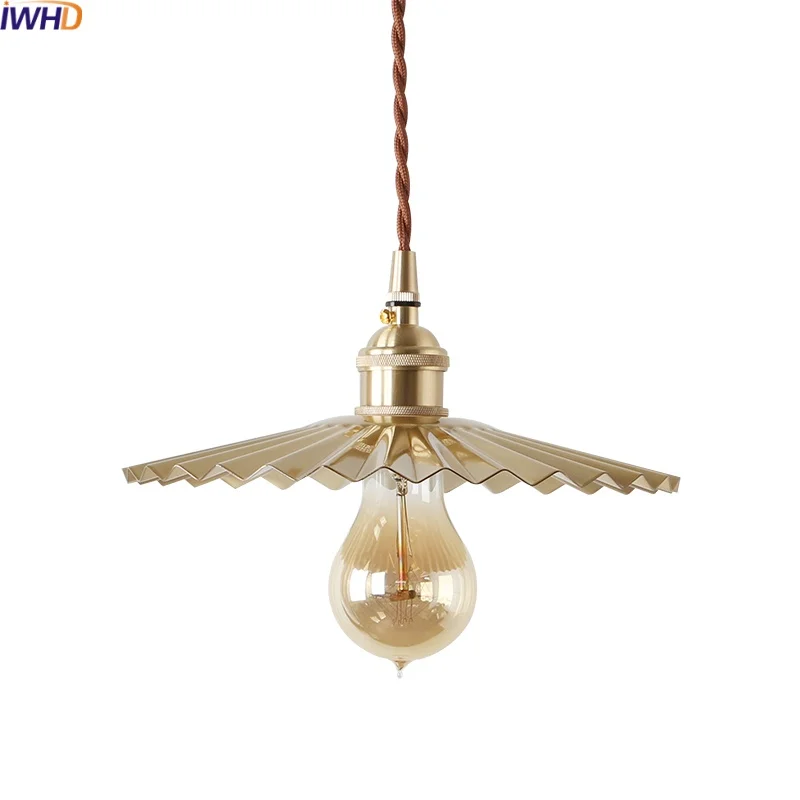 

IWHD Home Decor LED Pendant Lights For Corridor Dining Living Room Bar Copper Nordic Hanging Lamp Lustre Pendente