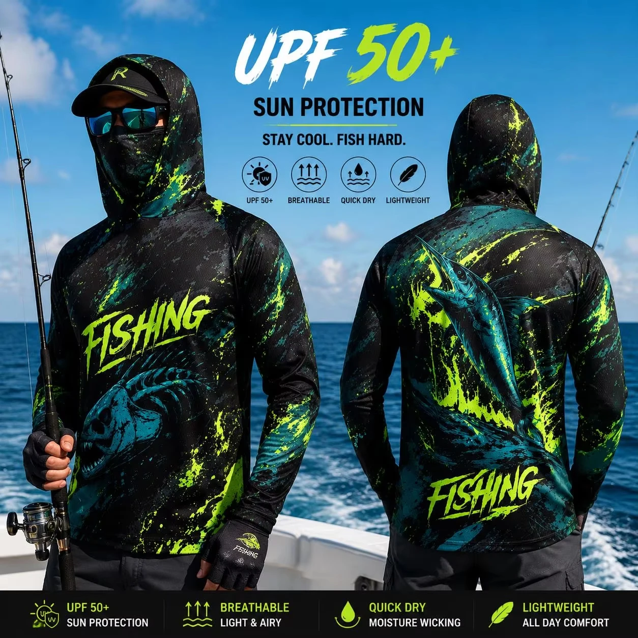 MALFC Heren Hood Fishing Shirt - Fishing Shirt Uv Protection recensie en prijs
