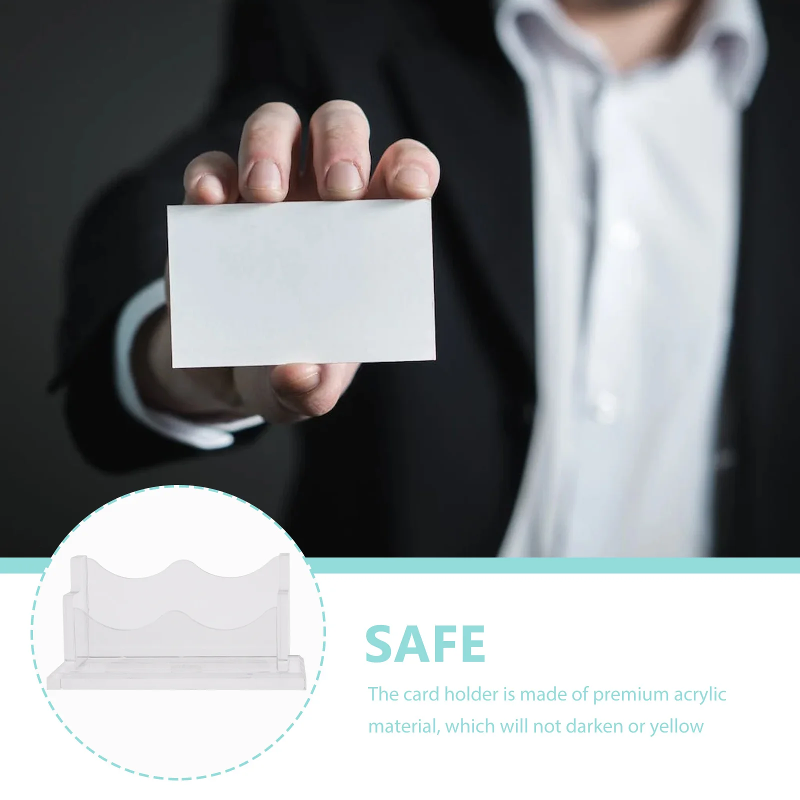 

Business Card Holder Acrylic Large Capacity Desktop Stand Office Supply Transparent Business Card Organizer Display Holder