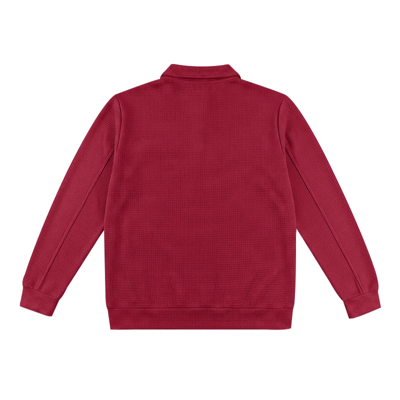 Herren Frühlings- und Herbstjacke aus Waffelstrick mit Reißverschluss, lässig, locker, leicht, mit Kragen, für den Alltag. – Detail 26