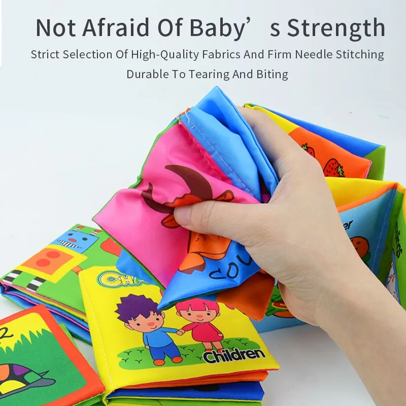 Baby Bath Books.Nontoxic Fabric Soft Baby Cloth Books.Early Education Toys. Infants Crinkly Cloth Book Bath - Pack of 6