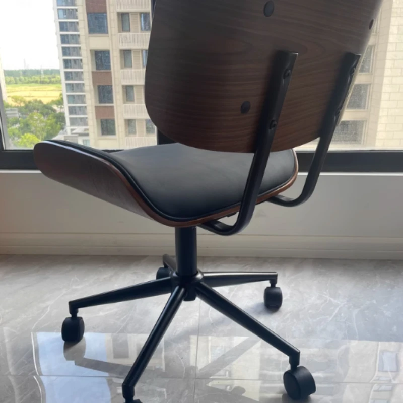 

Luxury 360º Rotating Computer Chair, Solid Wood Office Seat, Adjustable Bedroom Study Swivel Chair, Small Apartment Relax Chair