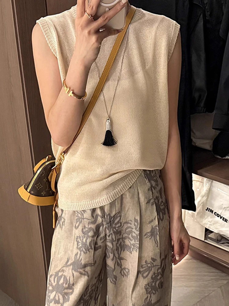 Laid-ba Sle Lose Strickweste Farbe Svel Top aushöhlen Faionable Sommer 2025, dünne Oberbekleidung