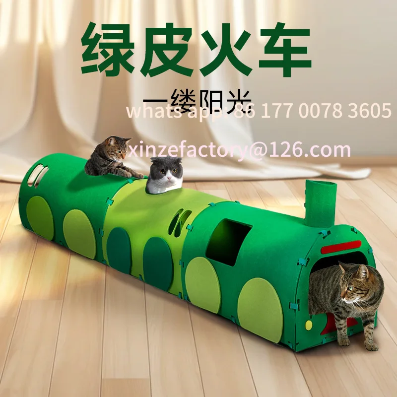 

Customizable Cat Tunnel Cat Scratch Board Self Hi Toy Green Leather Train Channel Drilling
