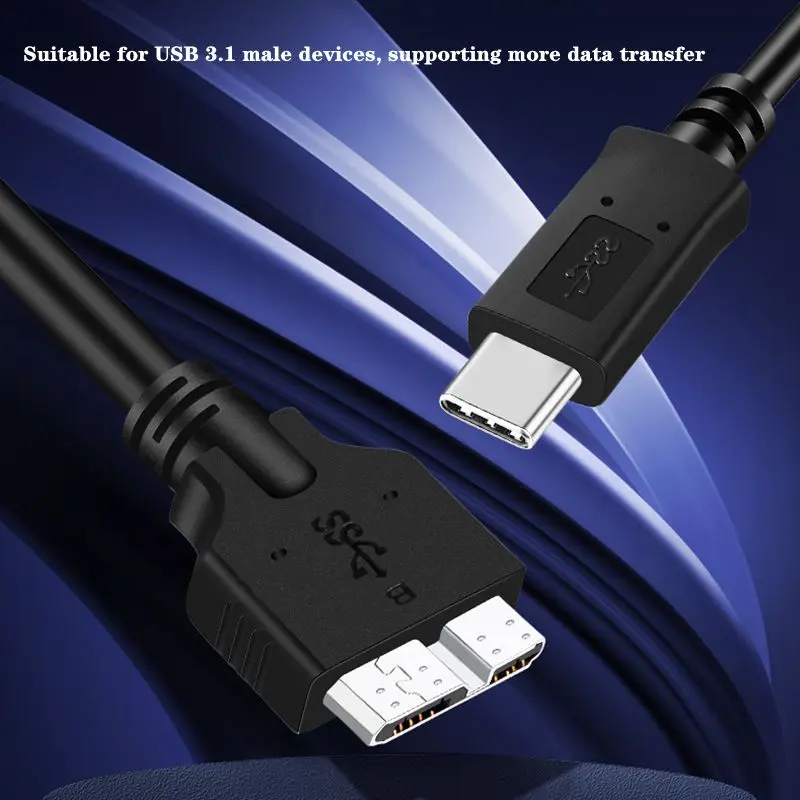 كابل بيانات USB Type-C 3.1 إلى Micro B USB 3.0 بطول 17 سم، ماك بوك 12 بوصة متصل بمحرك الأقراص الصلبة المحمول